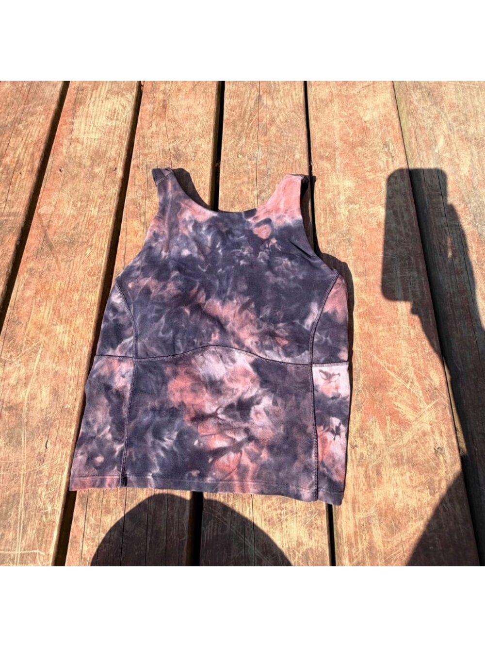 Lululemon Racerback Tank Top Tie-Dye Print Black Pink Size 6 Stretchy Nylon Blen